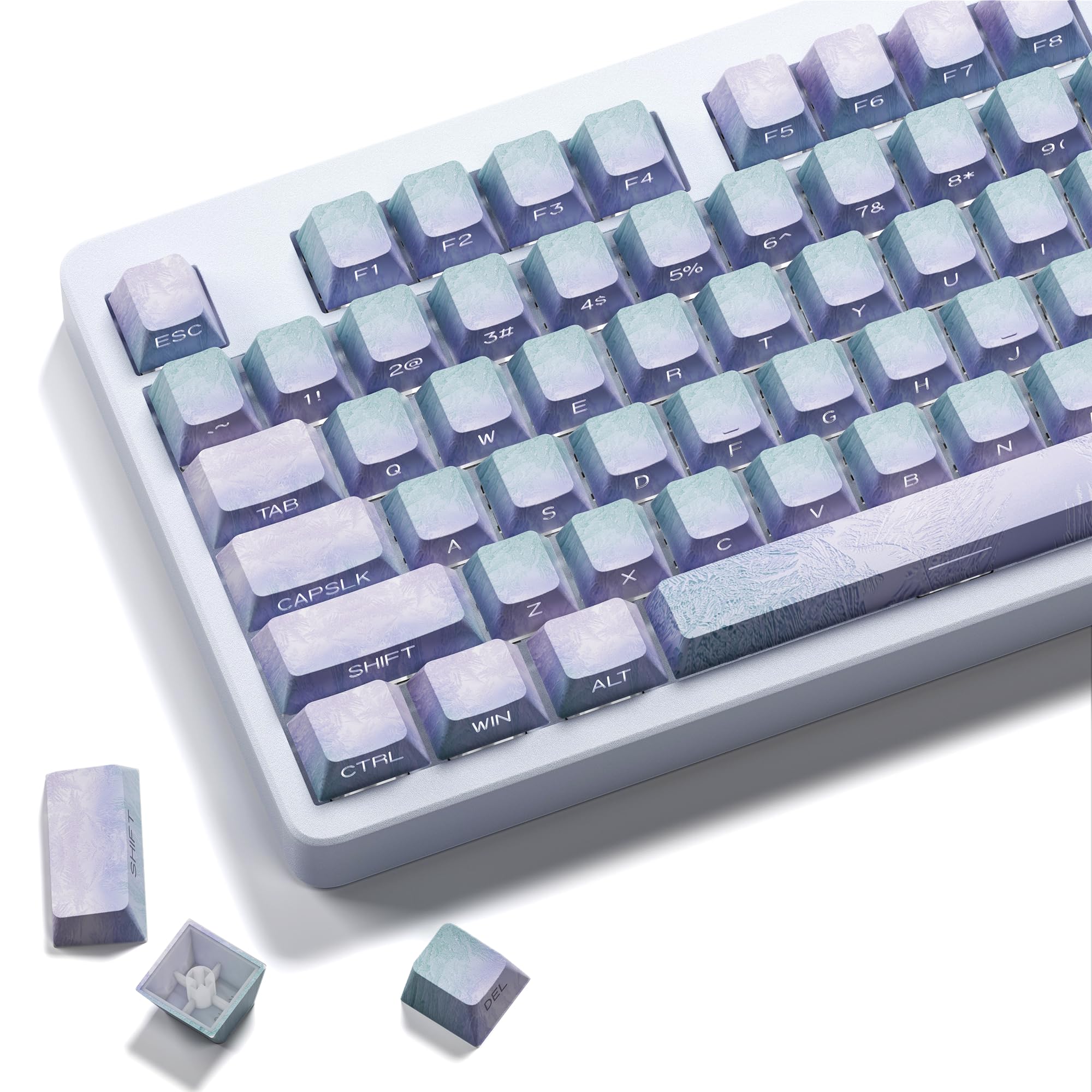 XVX PBT Keycaps - Shine Through Keycap Set, Side Print Custom Key caps 75 Percent, Theme Keyboard Keycaps Dye Sub & Double Shot, 131 Keys Cherry Profile Keycap for Mechanical Keyboard