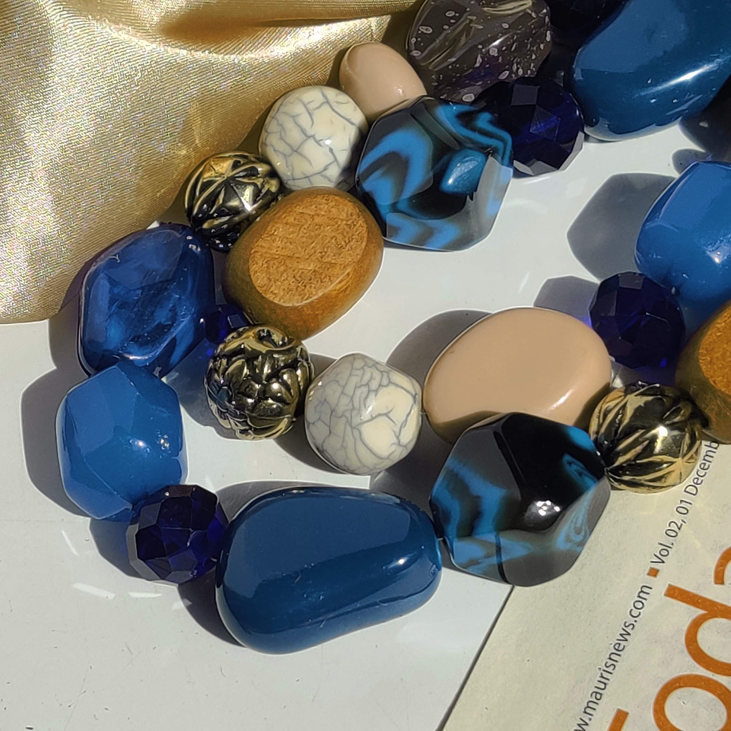 Bocar - Collana da donna con pietre voluminose su 2 fili, idea regalo (NK-10384)