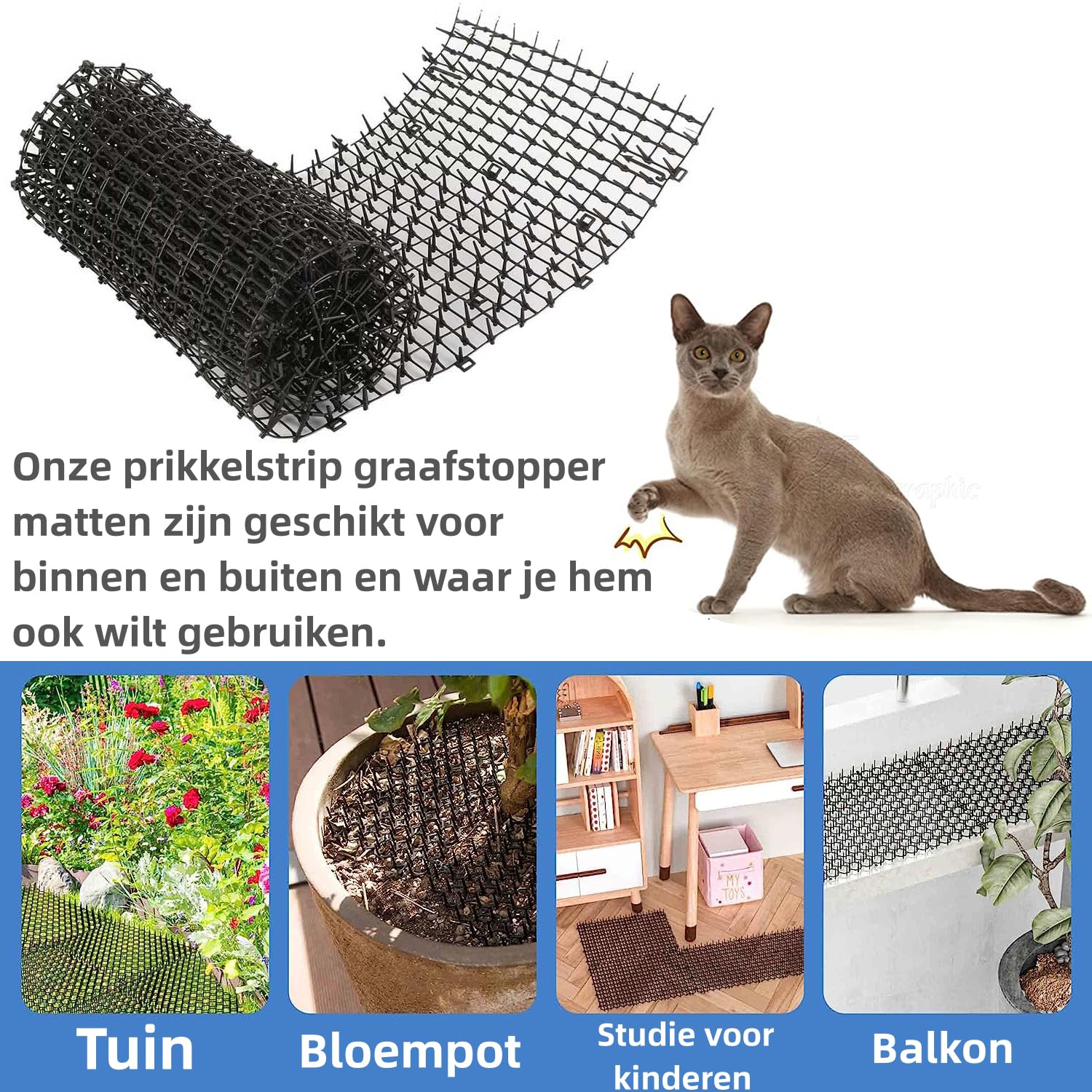 Anti-Chat Avec Pointes, Lot De Tapis Anti-écailles Pour Chat Avec Pics 45x20 Cm Tapis Repulsif Chat Exterieur Pic Anti Chat Epine Grille Tapis Anti Chiens Pour Cloture De Jardin 81220373