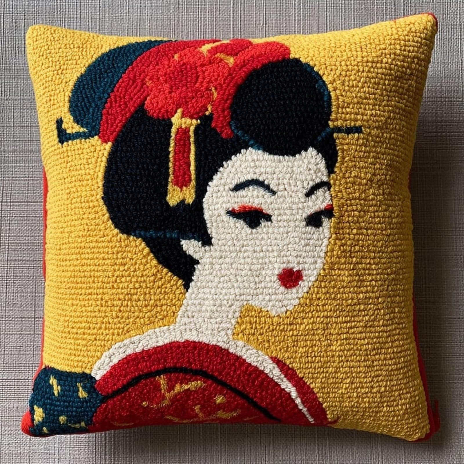 AxiangziK DIY Latch Hook Kits 43x43cm,Cartoon Japanese Geisha