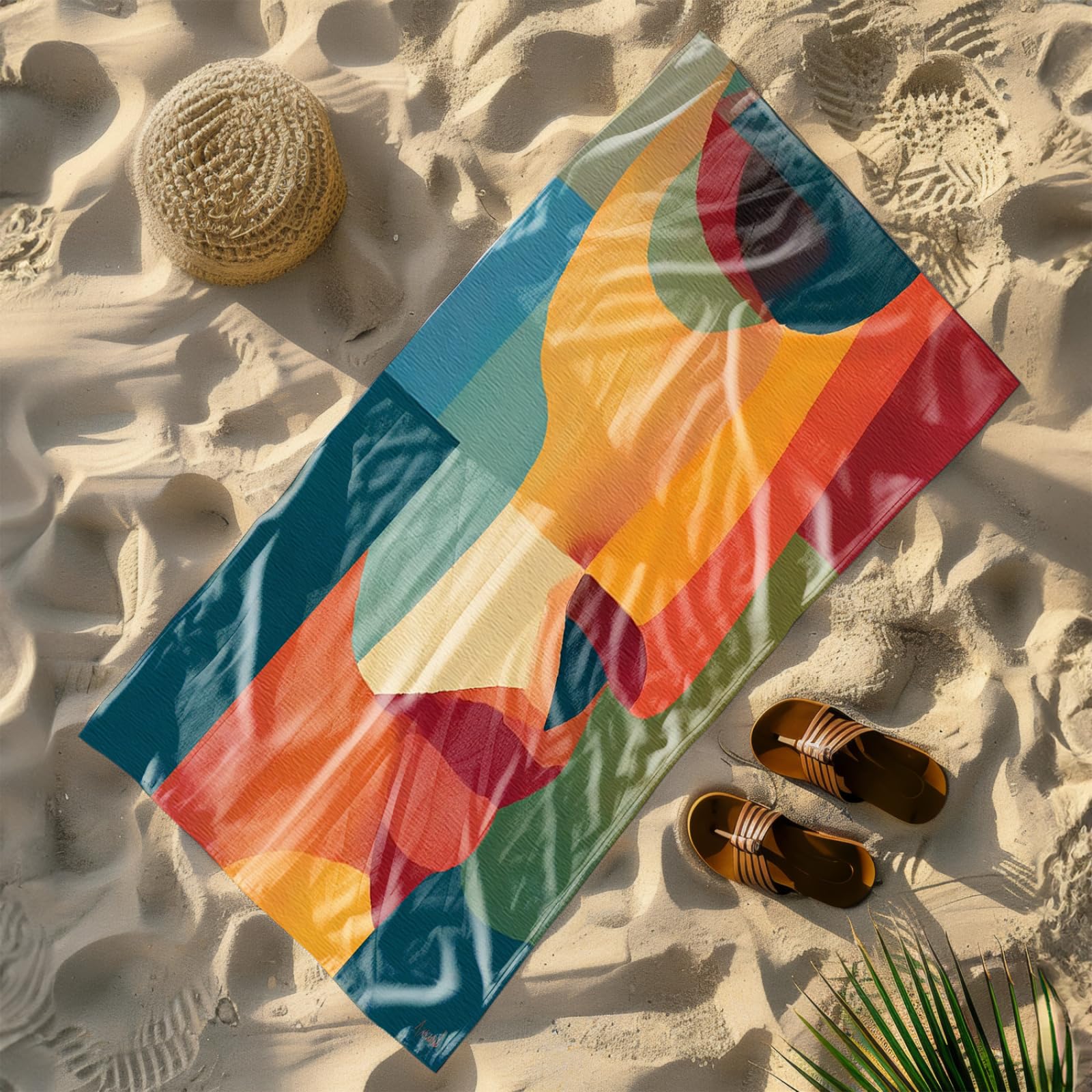 Telo Mare Microfibra 210x230 Geometria Gialla Chiara Telo Spiaggia Grande Antisabbia,XXL Asciugamano Mare, Asciugatura Rapida, Stuoia Spiaggia Leggero E Portatile