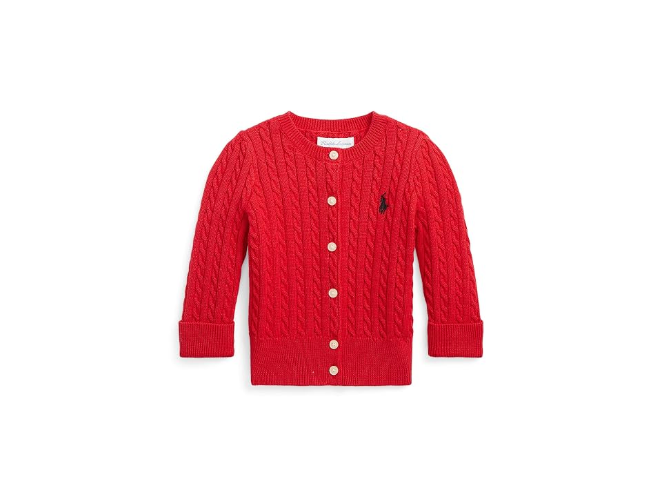 Polo Ralph Lauren Kids Cable-Knit Cotton Cardigan (Infant) (RL 2000 Red) Girl's Sweater INTERNATIONAL SHIPPING