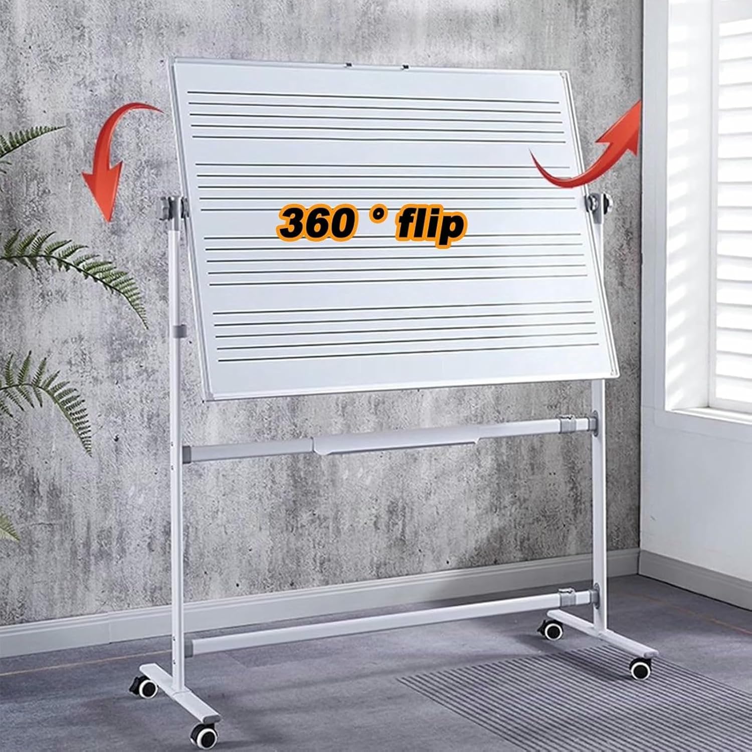 Mobile Music Staff Whiteboard on Wheels,Double-Sided Magnetic Dry Erase Board for School,Musicians,Organize Your Music Notes Efficiently