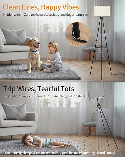 Miniatura 6 de MODIVO - Lámpara de pie con trípode, lámpara de pie alta con estantes, luz de diseño moderno para sala de estar, dormitorio, sala de estudio y