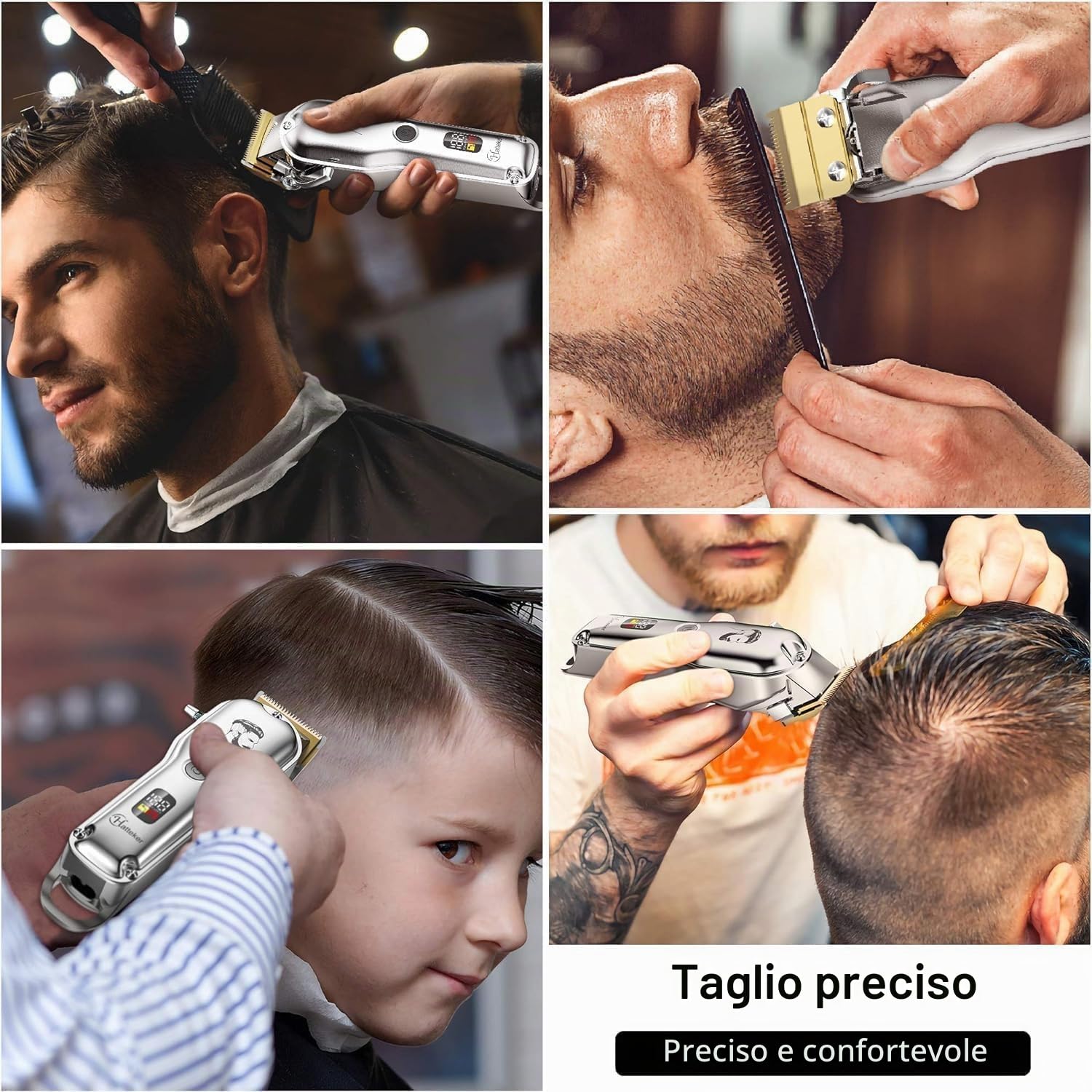 Hatteker Tagliacapelli Professionale Uomo Tagliabarba Di Precisione Lungo Impermeabile IPX7