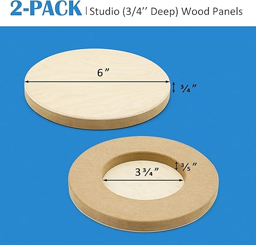 Miniatura 17 de Falling in Art Kit de paneles de lona de madera de abedul redondos sin terminar, 2 paquetes de 12 pulgadas de estudio de 3/4 pulgadas de profundidad