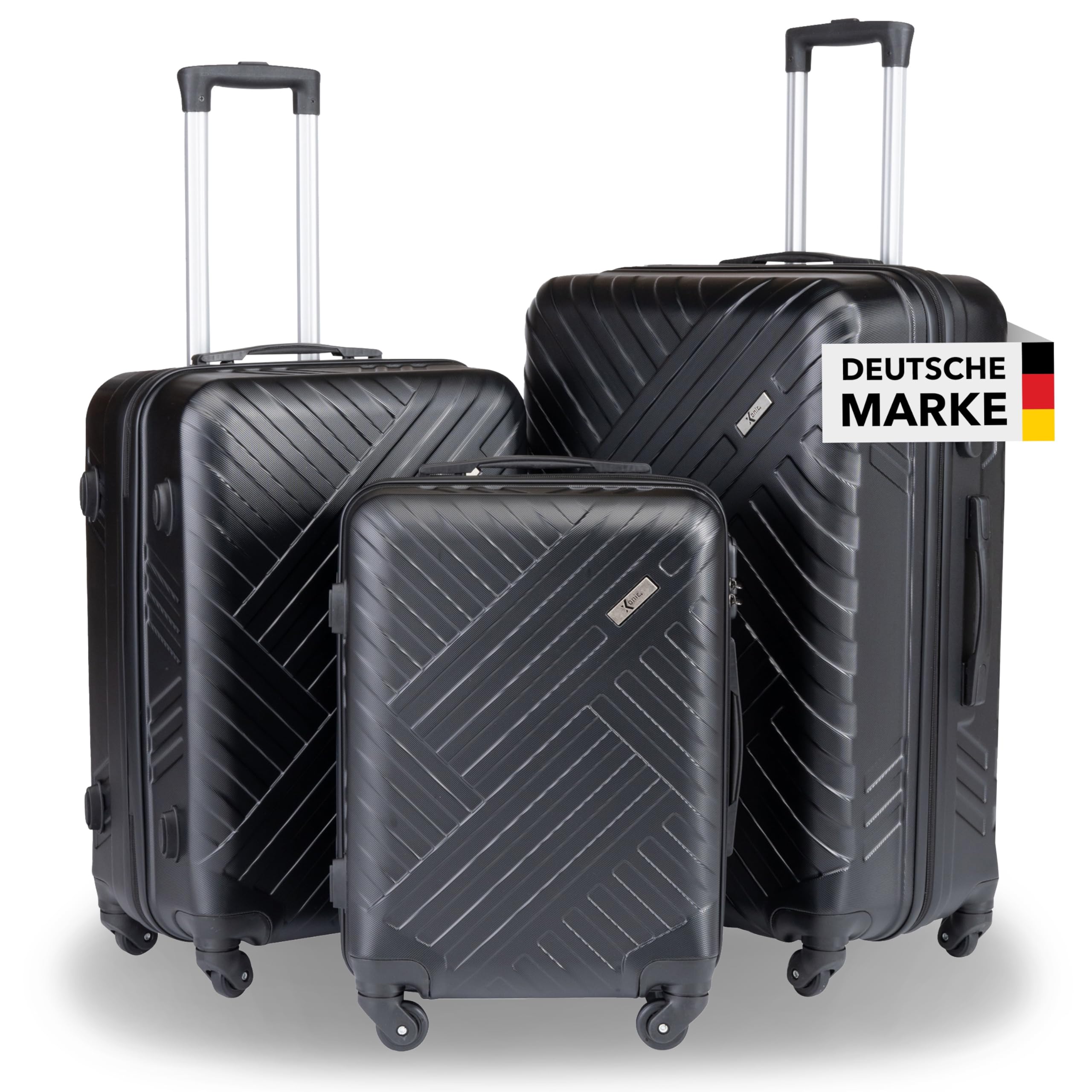 Xonic Design Reisekoffer mit Rollen– ABS Hartschalenkoffer mit 360° Leichtlauf-Rollen – hochwertige Koffer Trolleys Zahlenschloss in M, L, XL oder Set –Handgepäck Koffer, Suitcase