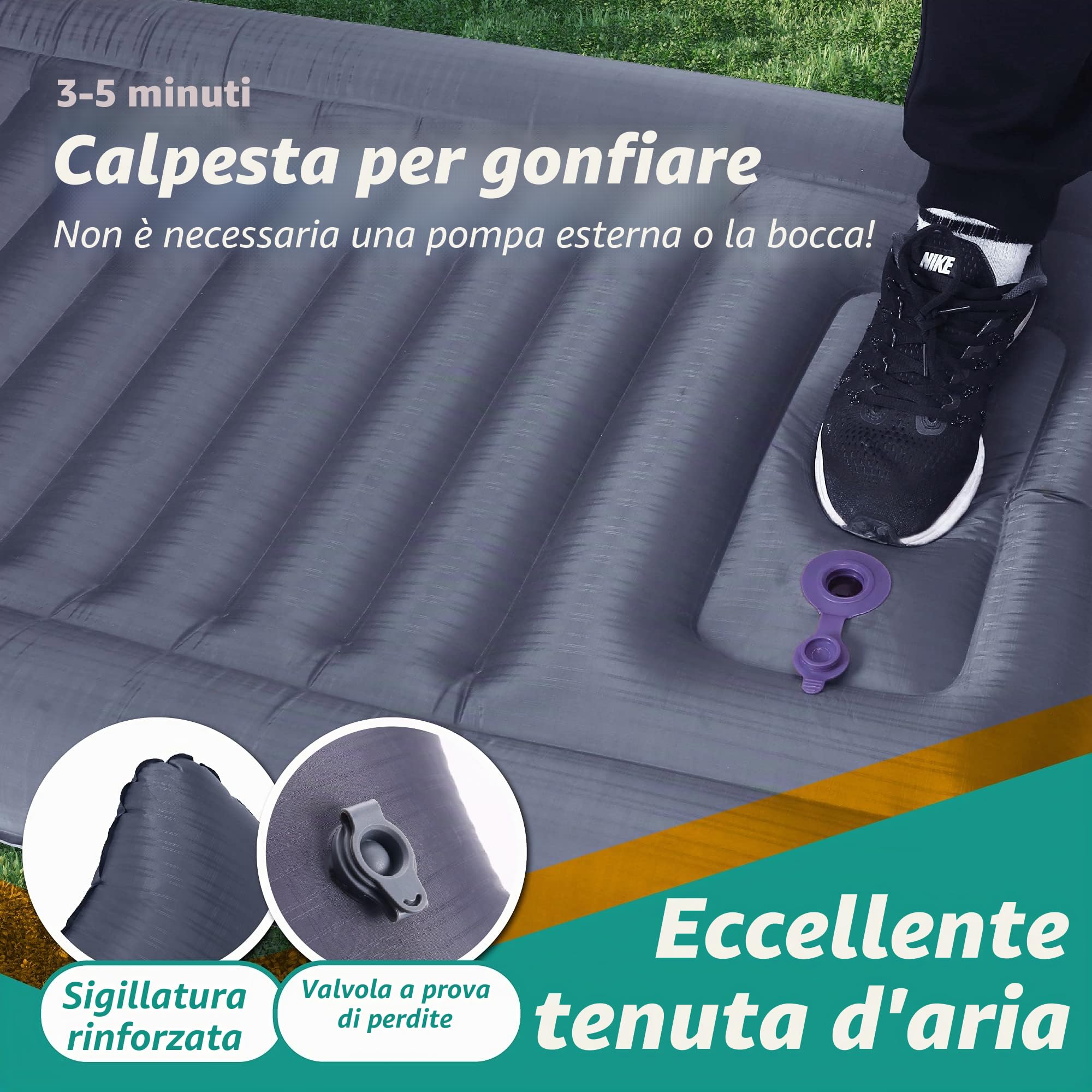 TREKOLOGY Tappetino da campeggio autogonfiabile, tappetino da campeggio per dormire, materasso da campeggio gonfiabile autogonfiabile ultraleggero, materassino da campeggio gonfiabile tappetino