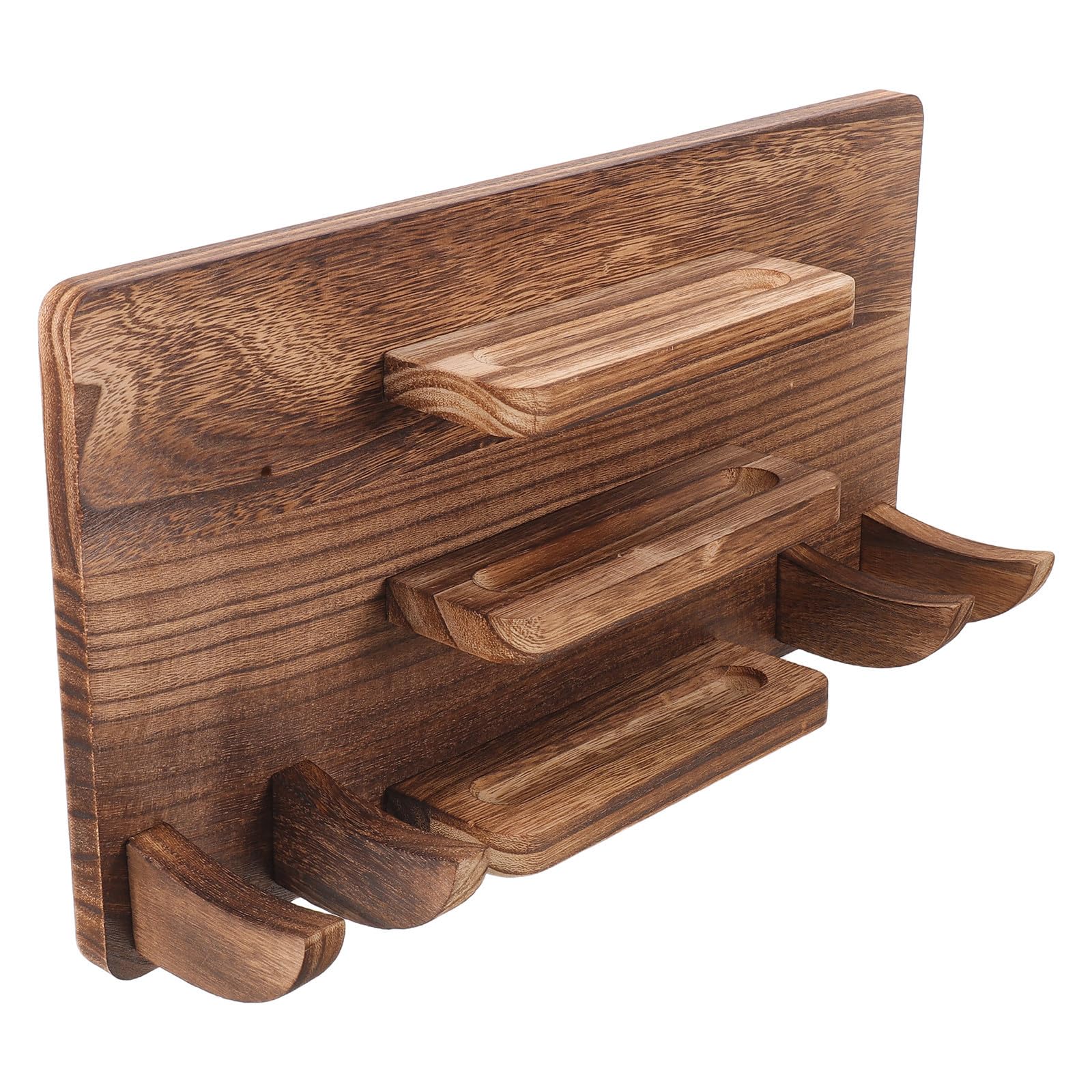 Toyvian Soporte de Madera Montado en Pared para Palas de Ping Pong y Balones, Almacenamiento Ahorrador de Espacio 4 Niveles para 12 Balones y 6 Palas, Adecuado para Sala de Bar o Cueva