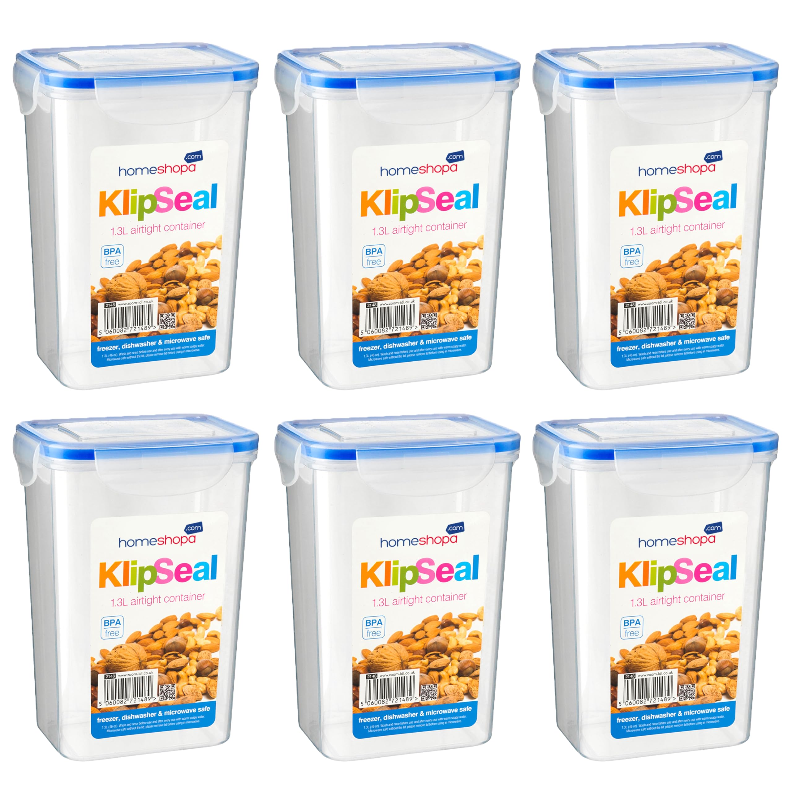 HOMESHOPA Airtight Food Storage Container Set, 6 Pack Kitchen & Pantry Organization, BPA-Free, Plastic Canisters with Durable Lids for Rice Cereal Oats Flour Sugar