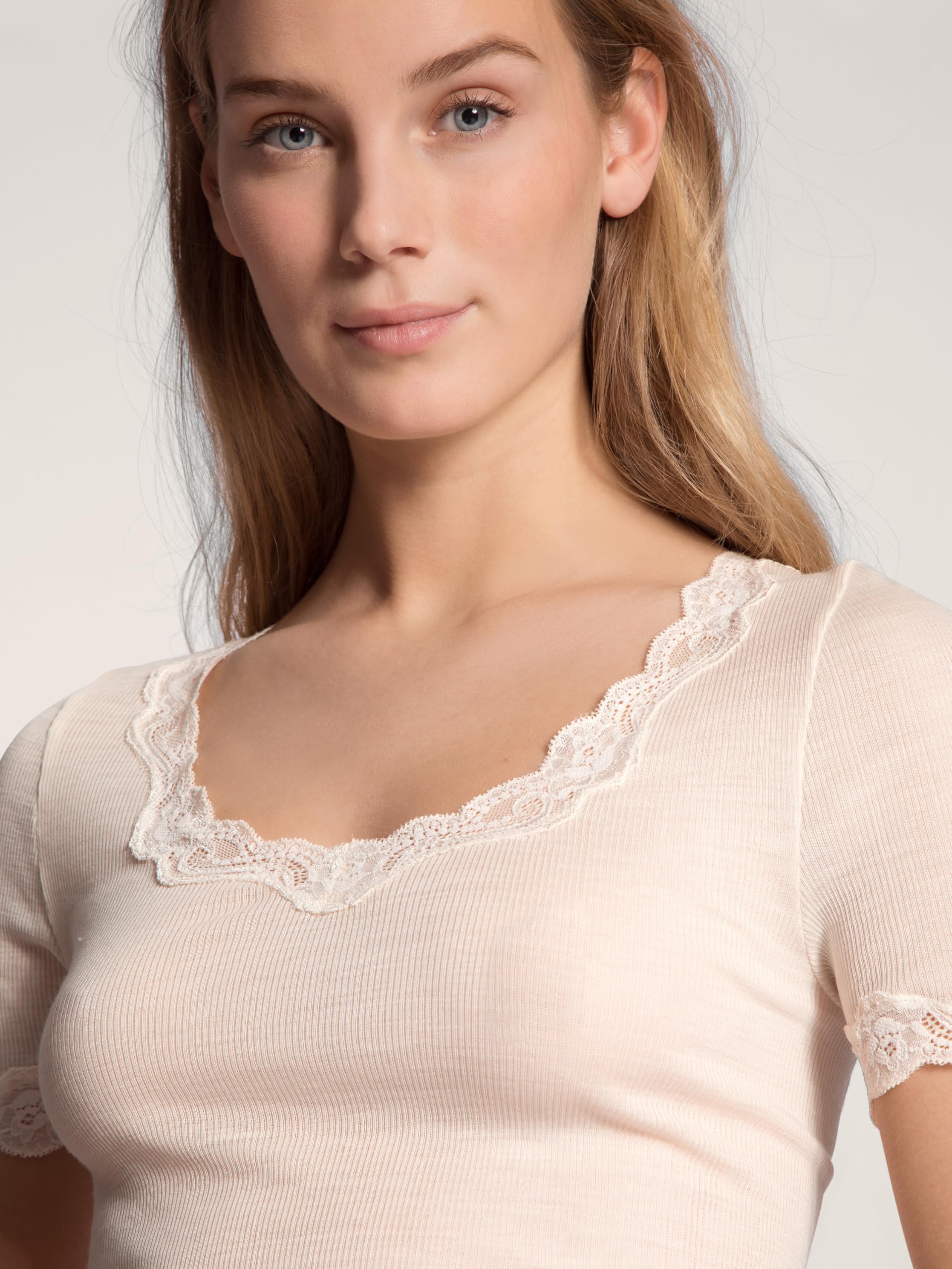 CALIDA Top Manches Courtes Richesse Lace Laine & Soie