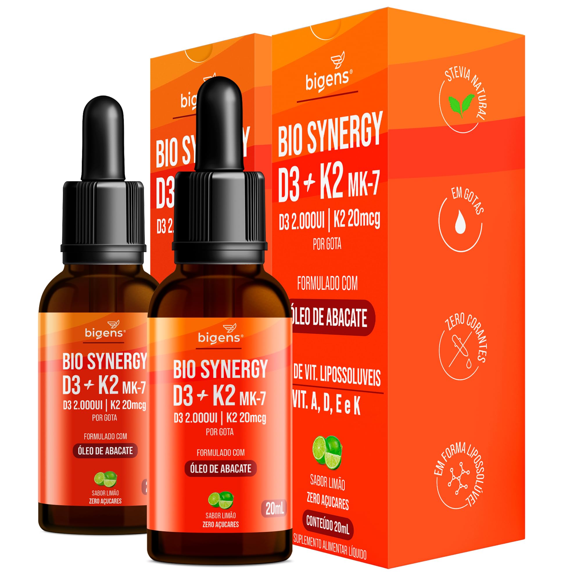 Bio Synergy, D3 2000ui + K2 Mk7 20mcg, vitamina A, D E e K