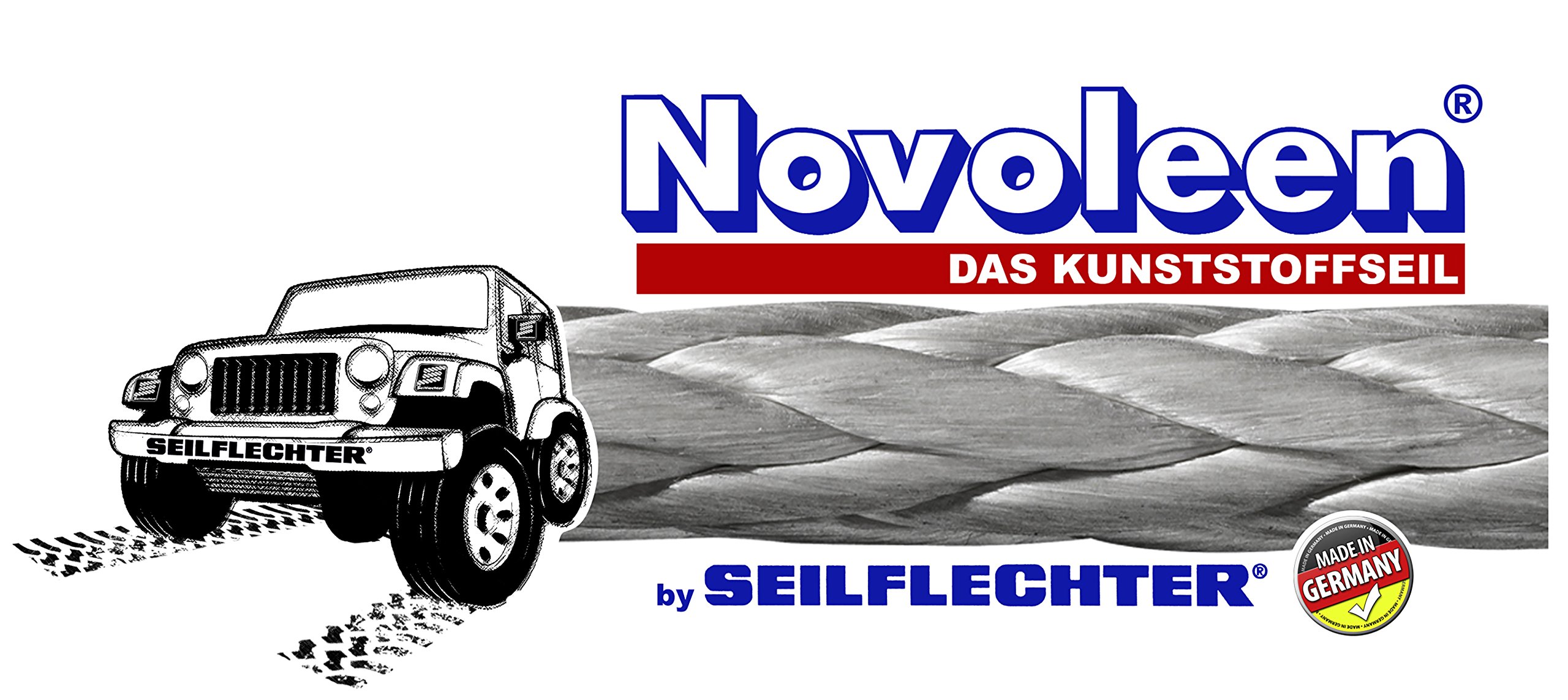 Seilflechter Novoleen® Zugseil nach DIN EN 14492-1:2006 12 mm 12,5 t mit Sicherheitshaken
