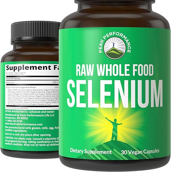 Raw Whole Food Selenium Supplement Pure Selenium Capsules for Immune