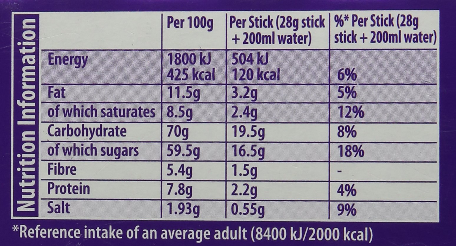 Cadbury Instant Hot Chocolate Stick Pack 28 g (Pack of 30 Sticks)