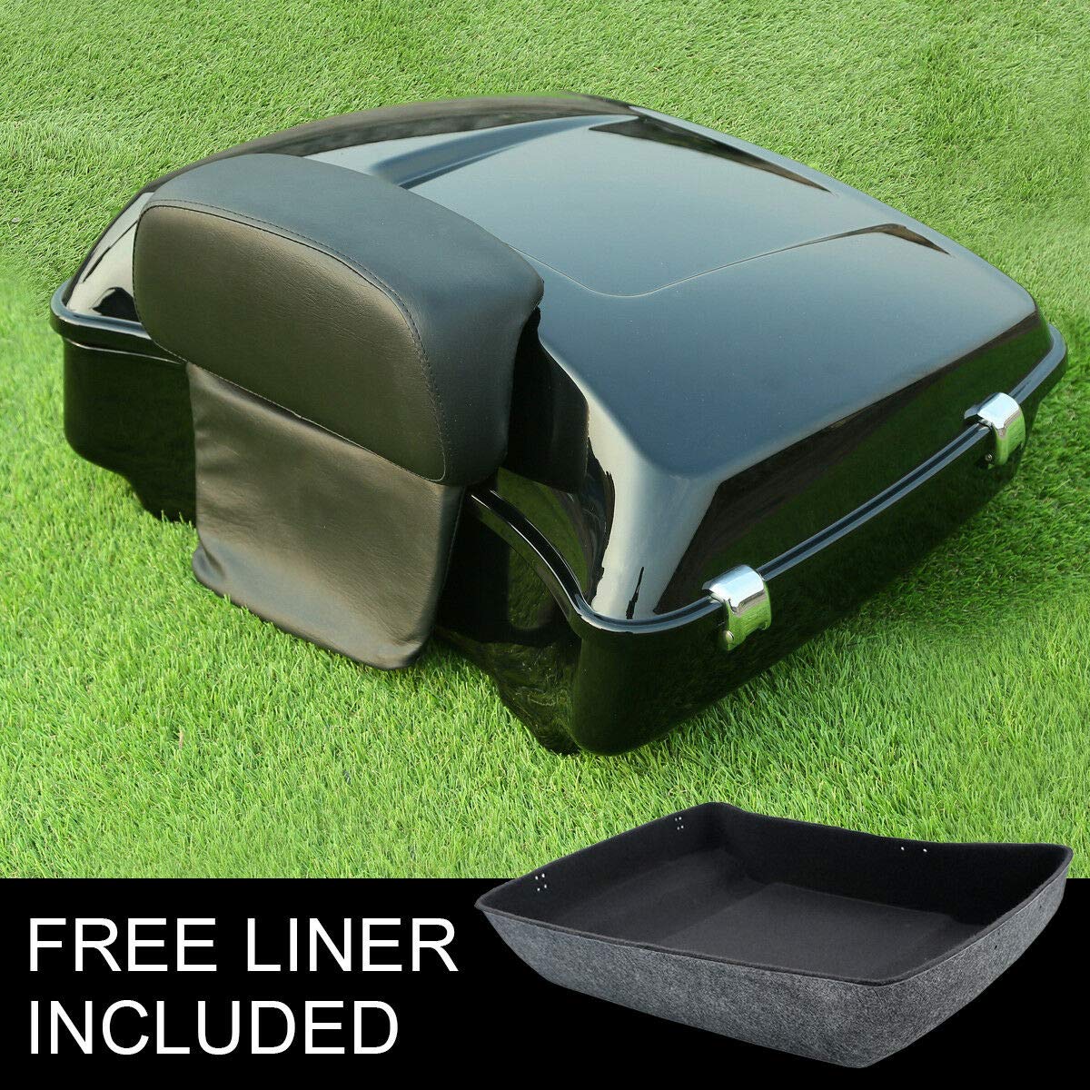 XFMT Black Chopped Tour Pack Trunk W/Backrest Compatible with Harley-Davidson Touring Road King, Road Glide, Street Glide and Select CVO 2014-2023