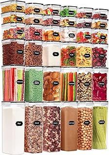 Airtight Food Storage Containers for Kitchen Organization, EWFEN 36 pcs Plastic Food Canisters with Lids, Labels & Marker ...