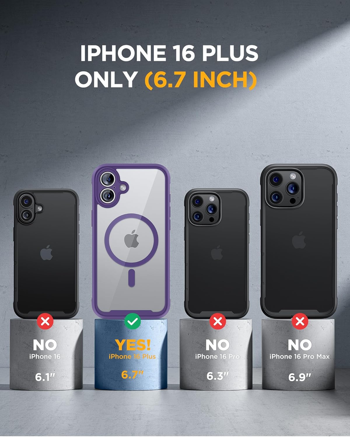 Miracase Magnetic for iPhone 16 Plus Case Full-Body Phone with Built-in Glass Screen Protector, [Compatible with MagSafe] Military Drop Proof 16 Plus Cover 6.7 inch, Purple - Image 7