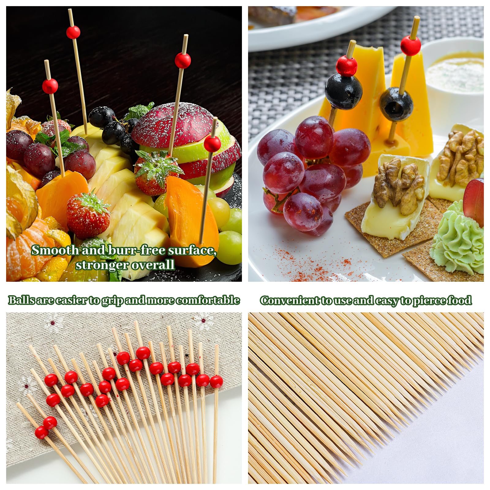 Lot De 200 Pics à Cocktail En Bois Bambou 12 Cm - Décoration Fruits, Fromage Et Apéritifs, Idéal Fêtes Et Bar