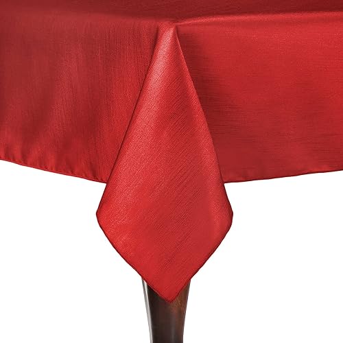 ULTIMATE TEXTILE Majestic - Mantel cuadrado reversible de satén Shantung, 72.0 x 72.0 in, color rojo festivo