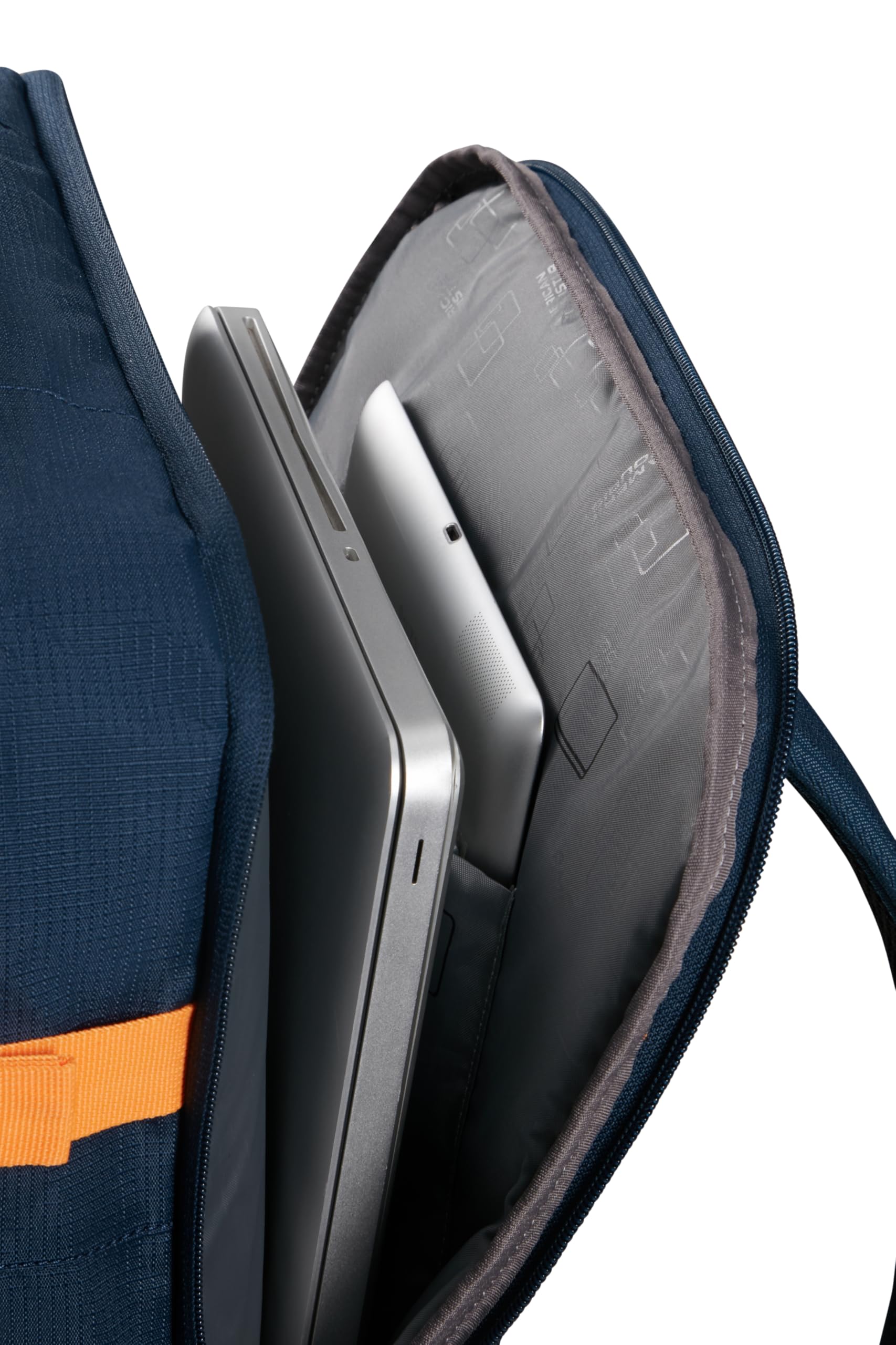 American Tourister Take2Cabin - EasyJet Bolsa de Cabina 36 x 20 x 45 cm, 38 l, 0,70 kg, Equipaje de Mano, Mochila de Avión M Bajo Asiento, Blau/Orange (Dark Navy/Radiant Orange)