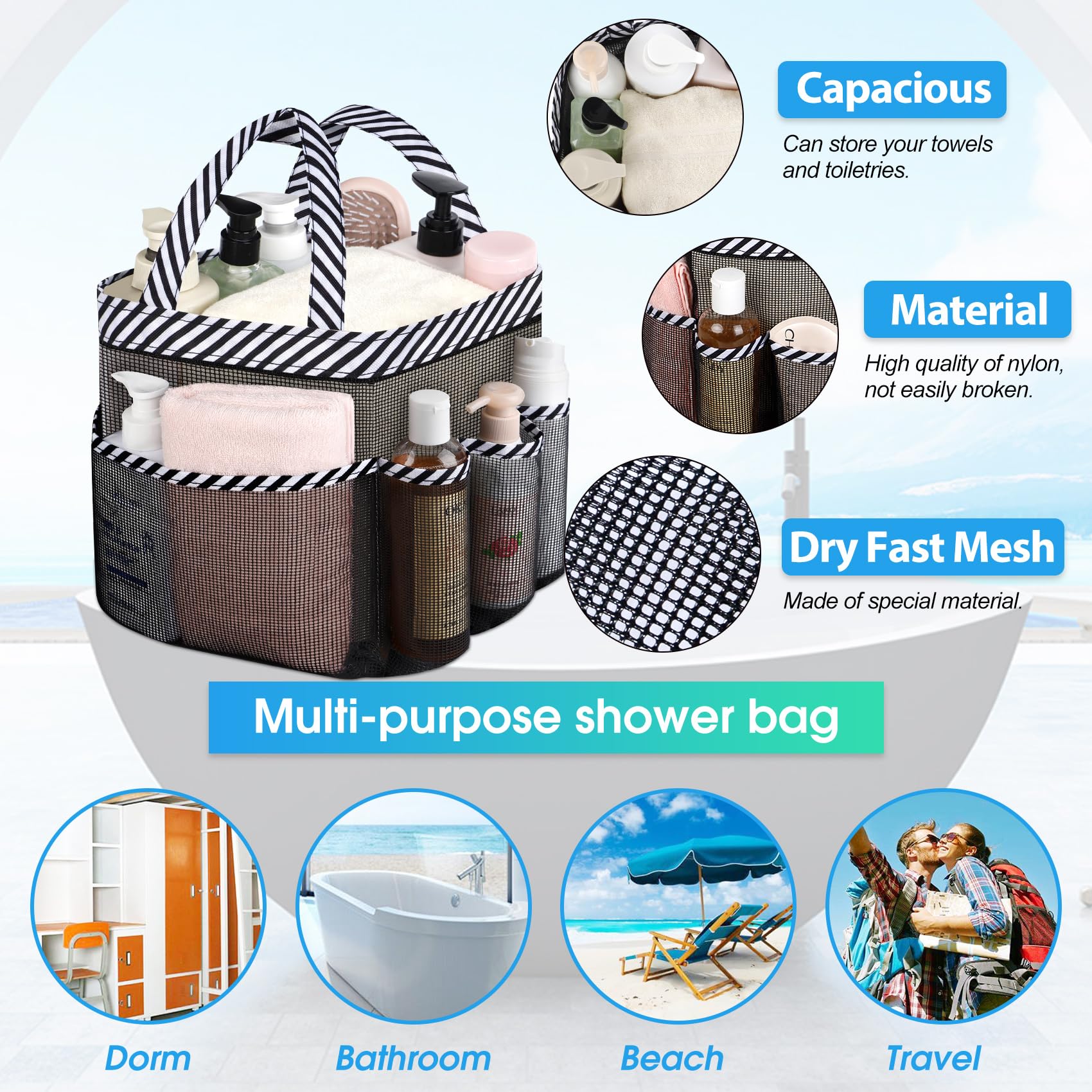 Lot De 2 Paniers De Douche Pliables, étagère Adhésive Pour Organisateur De Douche Support De Rangement De Douche Pour Toilettes Salle De Bain 40 Cm 89297840