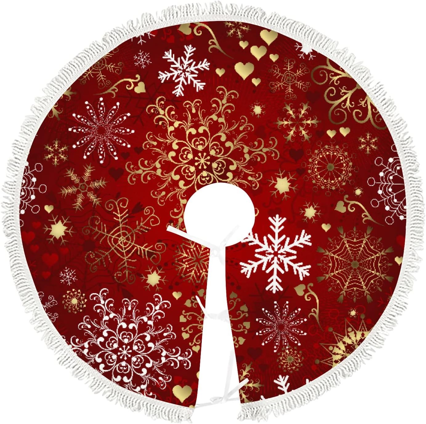 Amazon.com: Small Christmas Tree Skirt Gold Red Snowflakes Christmas,30