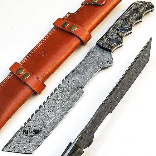 Miniatura 6 de DAM-9440 Cuchillo de perseguidor hecho a mano de acero de Damasco de 15 pulgadas