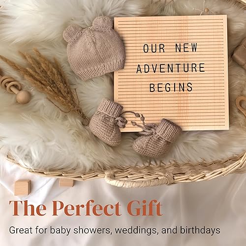 Miniatura 5 de Stiles Juego de letreros de madera de 10 x 10 pulgadas, con 340 letras, números y símbolos de plástico, tablero de mensajes de madera intercambiable