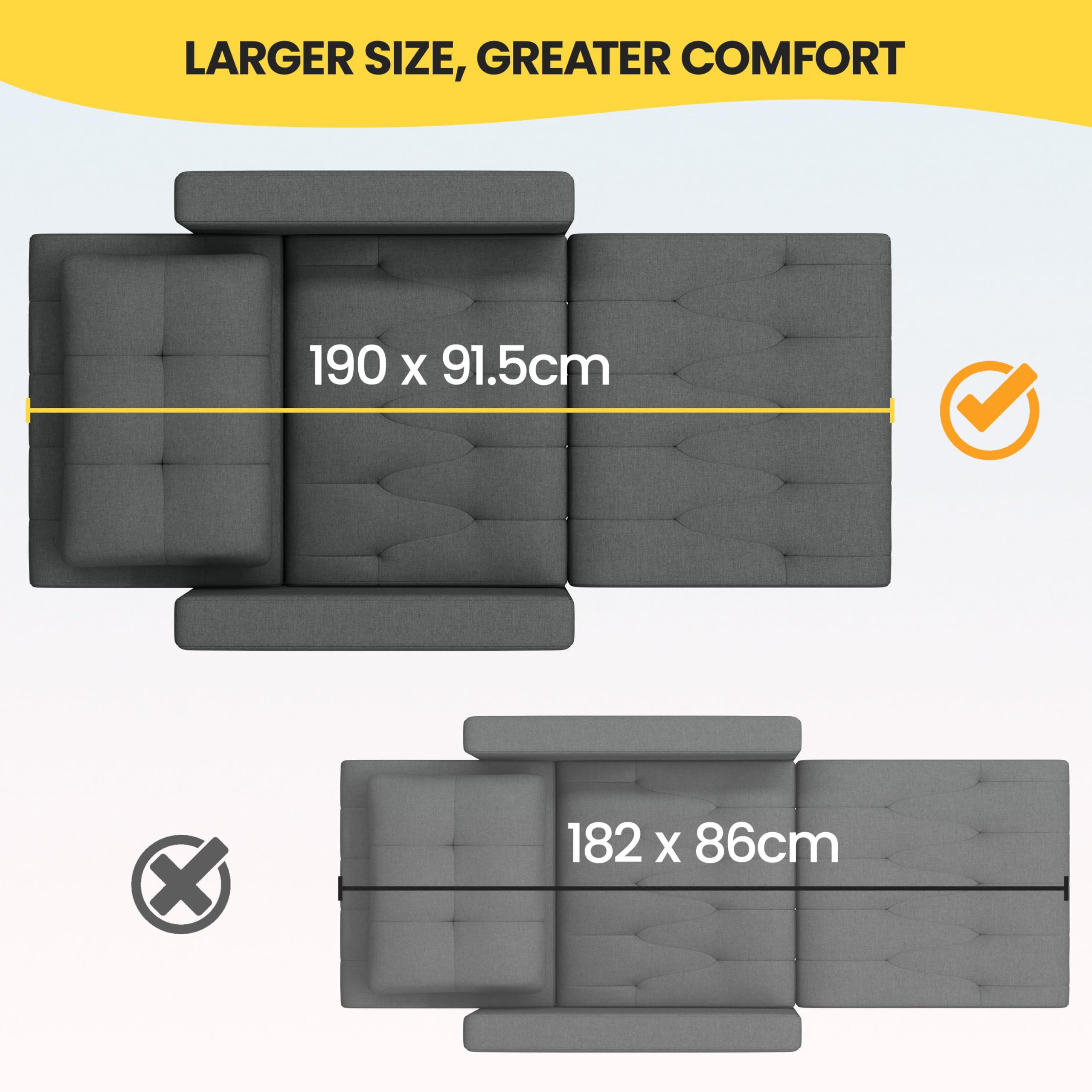 Yaheetech 3 En 1 Sofá Cama Sillón Relax Sofá Individual de 1 Plaza para Dormitorio Sala de Estar Apartamento Sofá con Respaldo Ajustable en 3 ángulo Gris Oscuro