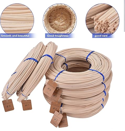 Miniatura 3 de VFULIE Cesta redonda de caña #4 de 0.098 in de bobina de 1 libra, caña de tejer para hacer sillas y tejer de mimbre, suministros de fabricación de