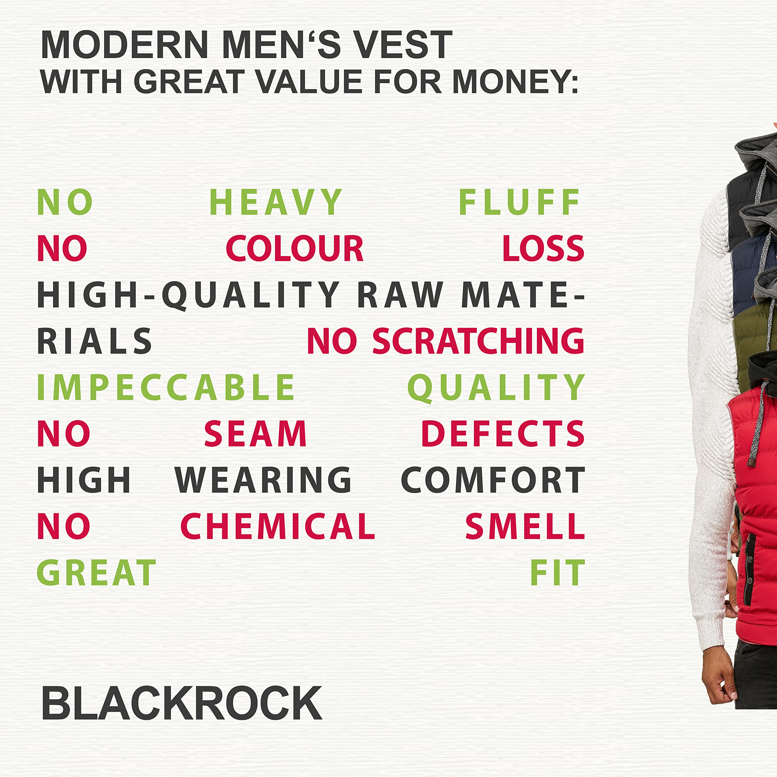 Blackrock Herren Outdoor-Weste - Slim-Fit - Abnehmbare Kapuze und Stehkragen - Moderne Stepp-Weste