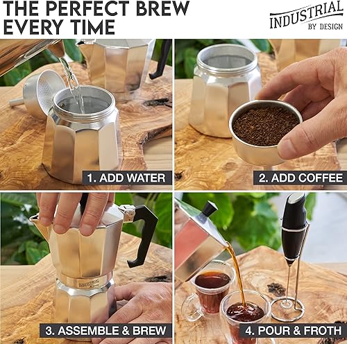 Miniatura 7 de Cafetera de expreso para estufa cafetera italiana y cafetera cubana para café expreso fuerte recién preparado perfecta para acampar y para preparar