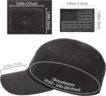 Tactical Hat with Flag Patch Camo Military Army Hats Adjustable Trucker Baseball Cap Soft Top for Shooting