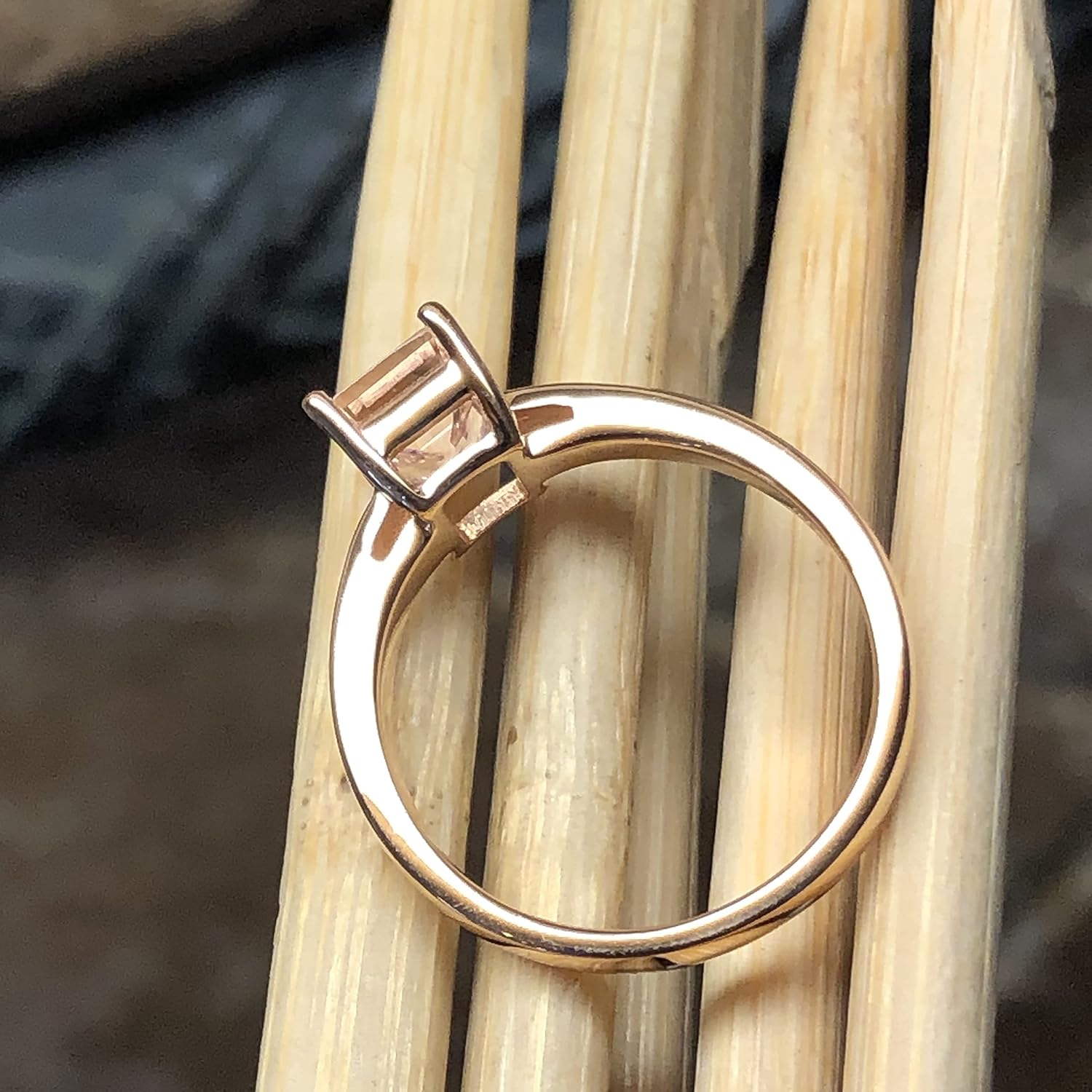 Natural 1ct Peach Morganite 14k Rose Gold Over Sterling Silver Engagement Ring Size 6, 7, 8, 9 - Image 3