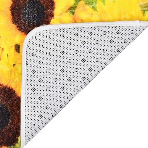 Miniatura 5 de Juego de cortina de ducha con diseño de girasoles con tapete de baño antideslizante, cortina de ducha de girasol en la puesta de sol con 12 ganchos,