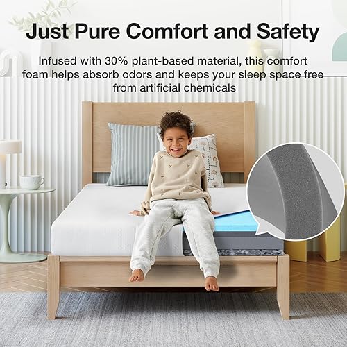 Vista 6 de Novilla Colchón individual para niños, colchón de cama individual de 5 pulgadas en una caja, colchones de espuma viscoelástica de gel para dormir