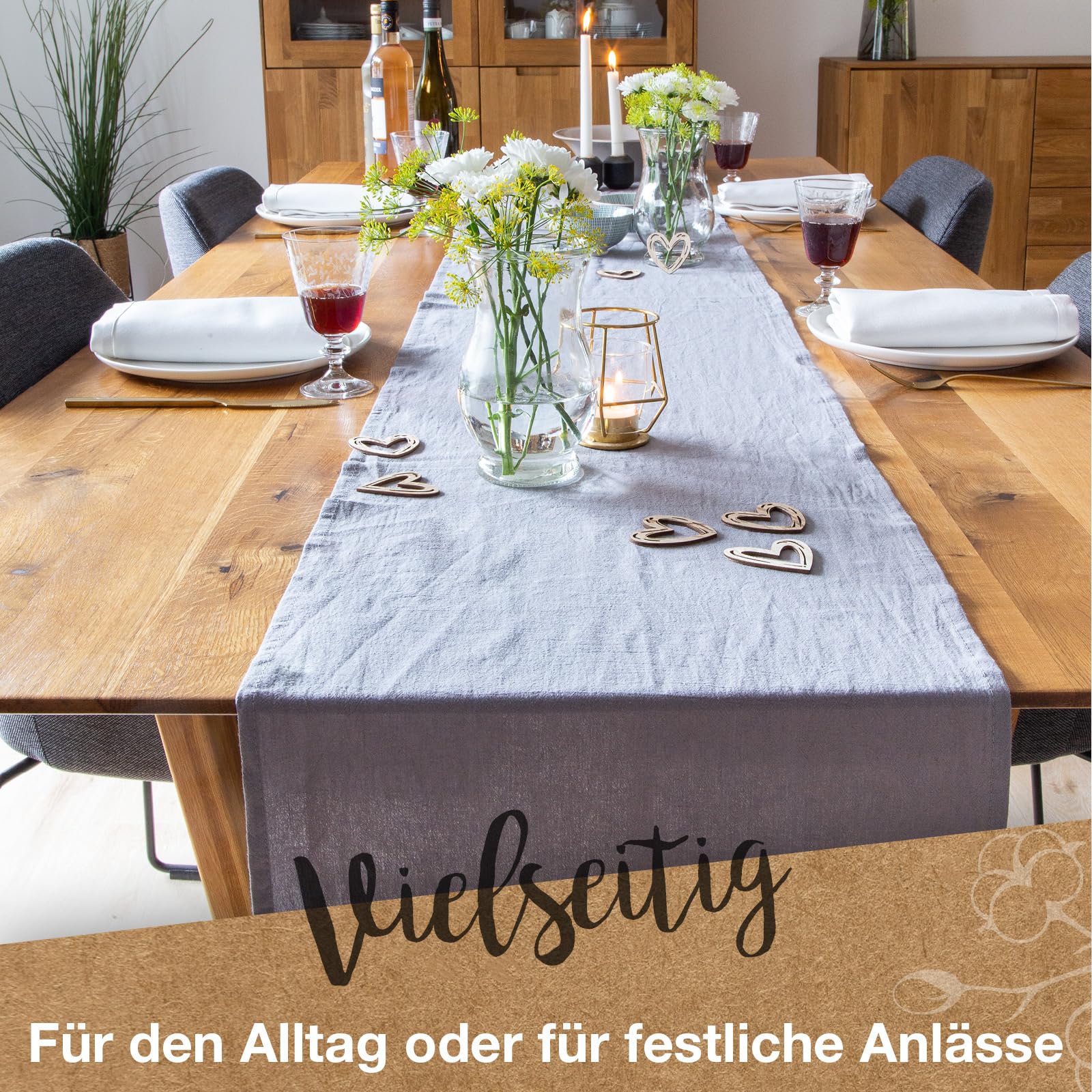 Halbach Seidenbänder Runner da tavola verde (40 x 250 cm) – Runner da tavola certificato in 100