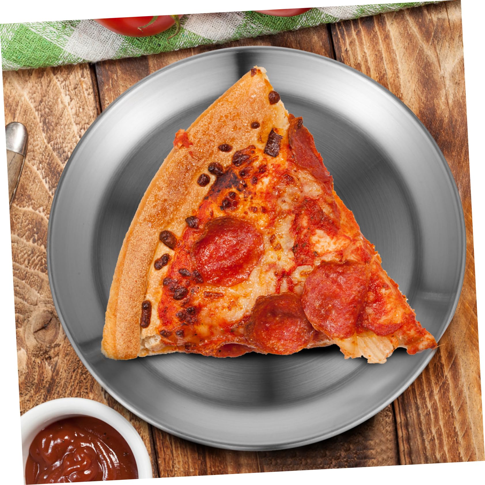 Mikinona Plaque à Pizza Ronde 6 Pièces en Acier Inoxydable, Bord Lisse