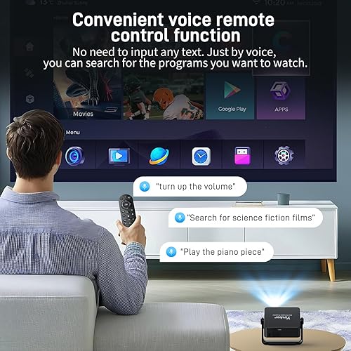 Miniatura 7 de Keystone automático y enfoque eléctrico Mini proyector Yinker con WiFi de doble banda y Bluetooth, proyector portátil inteligente con soporte