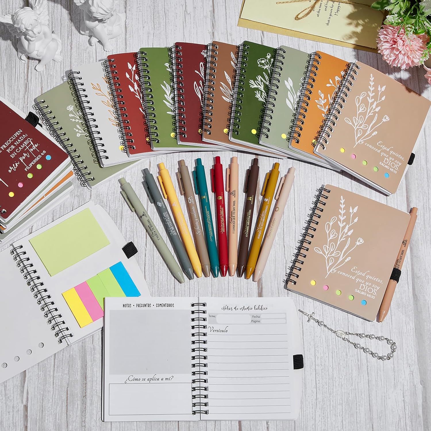 Kosiz 40 Pcs/20 Set Christian Notebook Bulk Spiral Bible Notebook and Pens Religious Notepad for Church Employee Appreciation Day Gifts for Office Coworkers Staff(Morandi,Classic) - Image 5