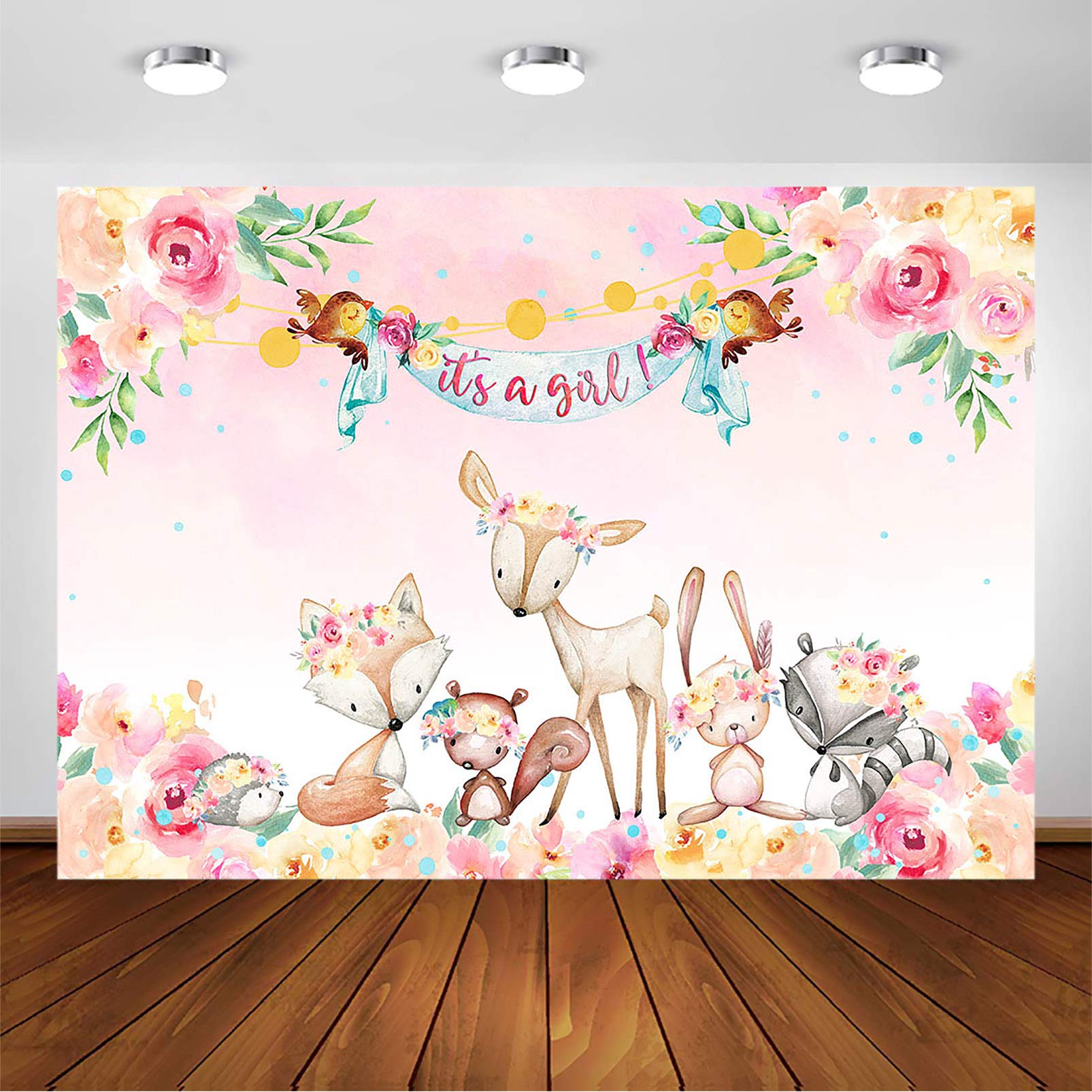 Woodland animals backdrop Woodland animals baby shower backdrop girl