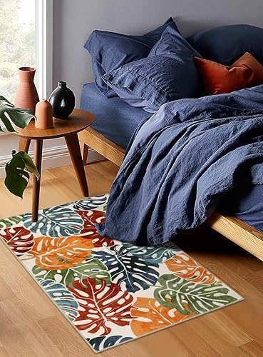 Miniatura 7 de Wonnitar Alfombras lavables coloridas de 2 x 3 pulgadas, con hojas tropicales, alfombra de entrada para puerta delantera, alfombra antideslizante