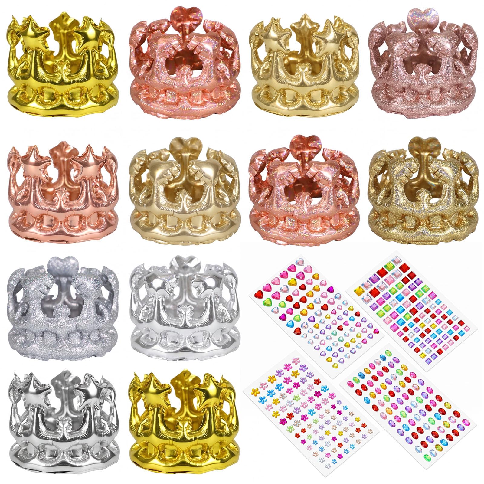 XunHe 24pcs Inflatable Crowns - Party Hats Set Birthday Cown for Adult