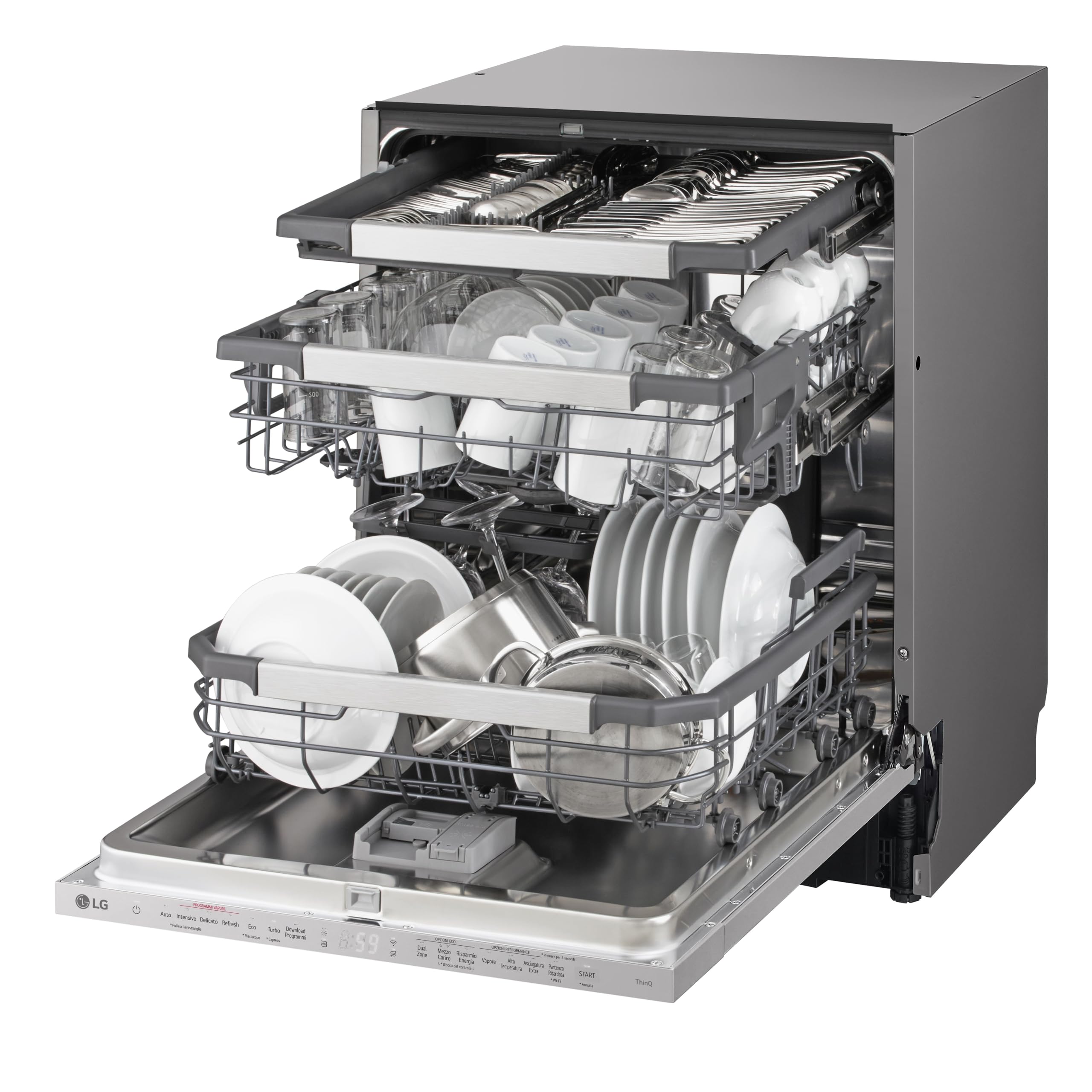 LG DB597TXSW, Lavastoviglie da incasso, Classe A, Noble Steel
