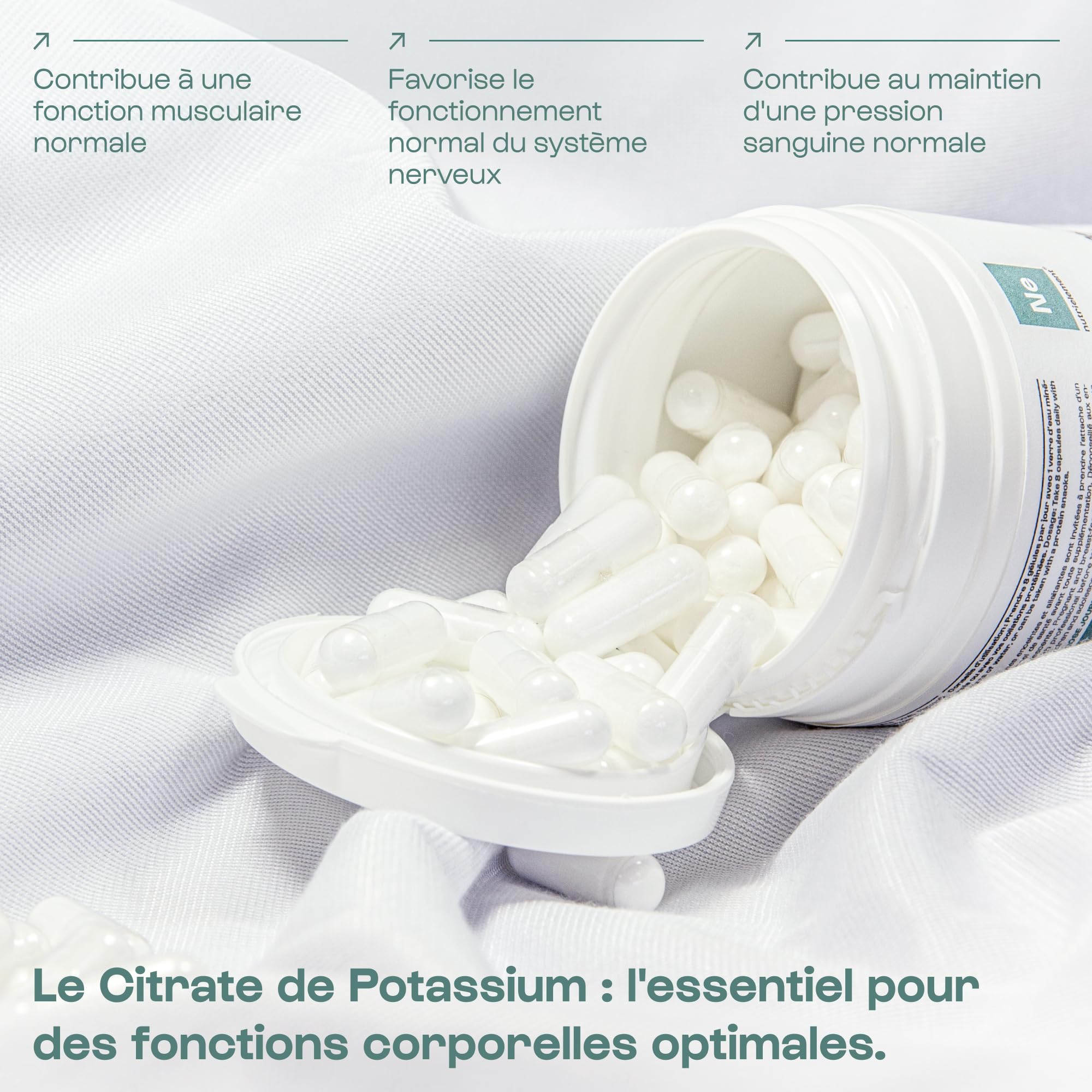 Nutrielement - Citrate de Potassium - 120 gélules - Système nerveux - Fonction musculaire normale - Qualité pharmaceutique - Vegan | By Nutrimuscle