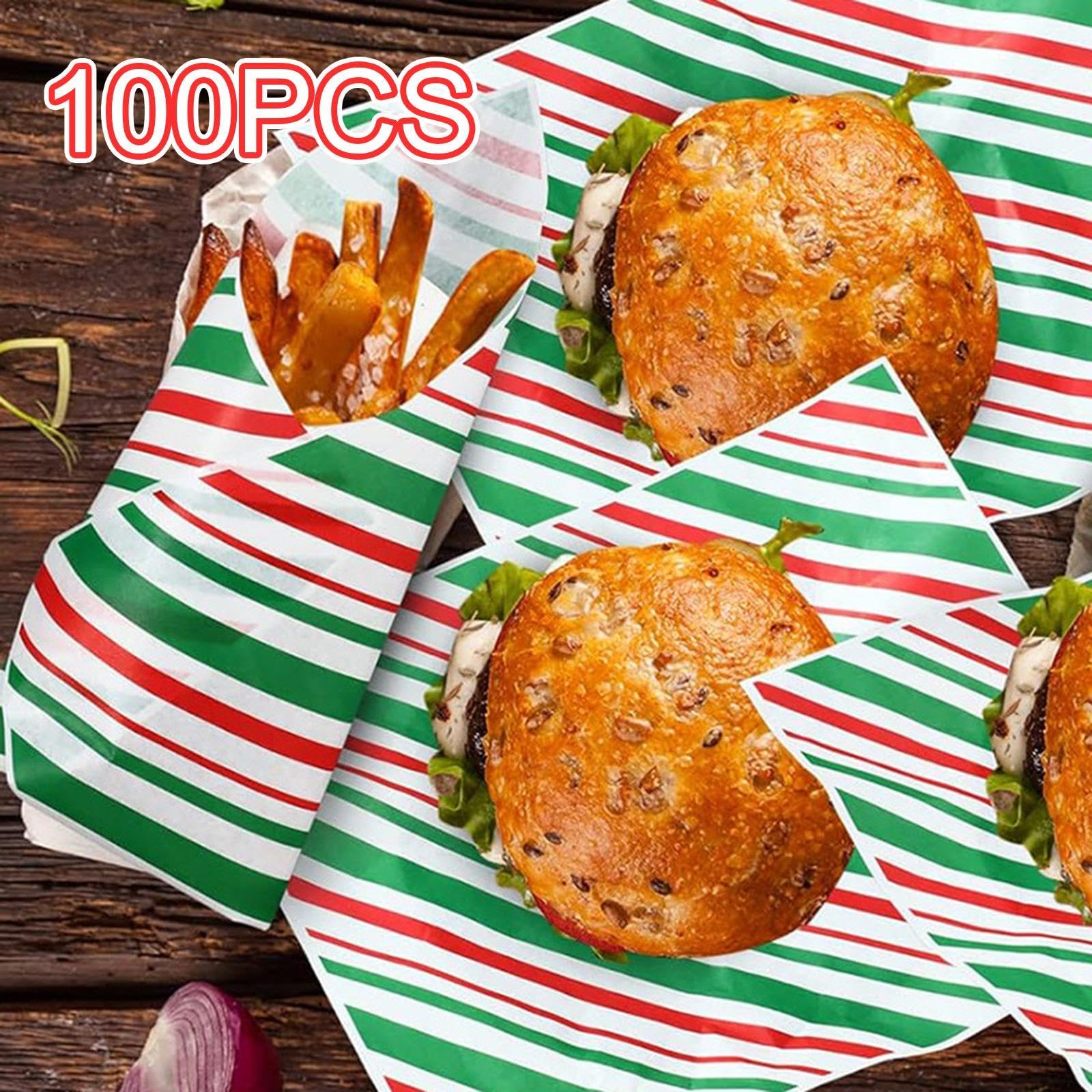 Menolana 100 Pieces Food Burger Wrapping Paper, Bread Wrapping Paper for Candy, Weddings, Restaurant Supplies