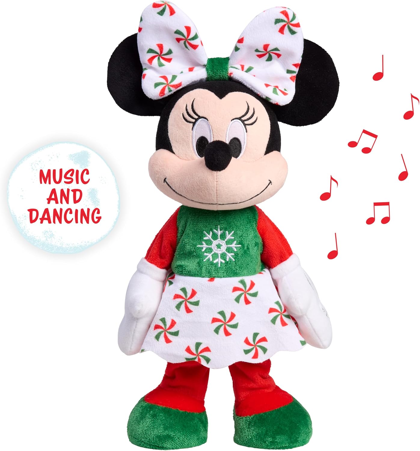 Disney Minnie Mouse Holiday Feature Plush, Kids Toys for Ages 3 Up by Just Play