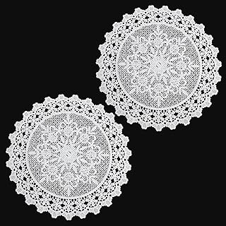 2PCS Vintage Crochet Doilies, 10 Inch Lace Doilies for Tables, Round Lac...