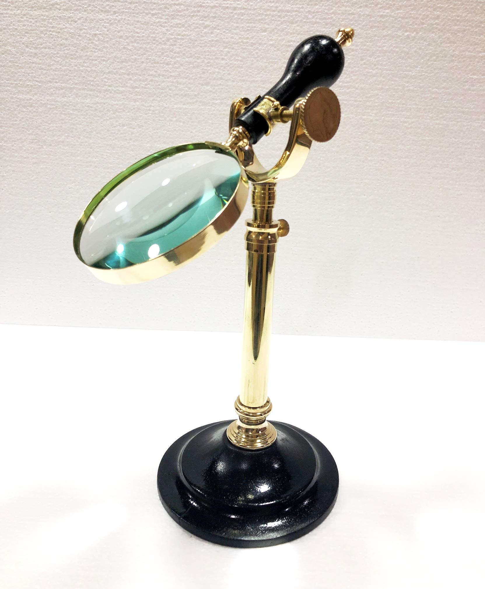 Lupa de latón antiguo ajustable de 10,16 cm, decoración de mesa náutica vintage lupa para decoración de oficina